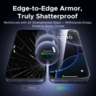 【for iPhone 17 Series】UGREEN ฟิล์มกระจกนิรภัย Borderless HD Series ป้องกันหน้าจอ 2 ชิ้น พร้อมอุปกรณ์ติดฟิล์มแบบดึงออกได้ที่สะดวกในกล่อง สำหรับ iPhone 17 Pro Max