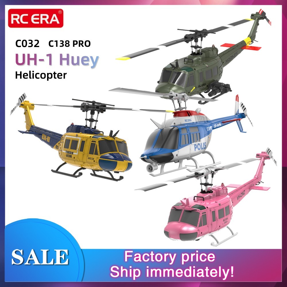 RC ERA RC เฮลิคอปเตอร์ C032 C138 PRO 1:48 Scale Huey เฮลิคอปเตอร์ UH-1 6 แกน Gyro 6 ช่อง 3D มอเตอร์ไ