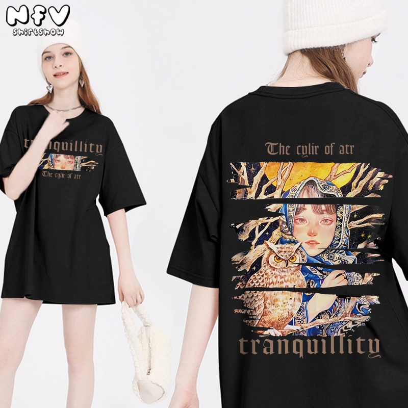 NFV ส่งจากไทย เสื้อยืดแฟชั่นสไตล์เกาหลี พิมพ์ลายแฟชั่น ขนาดใหญ่หลวม ผ้าคอตตอน YG865