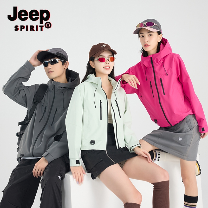 JEEP SPIRIT เสื้อแจ็คเก็ตกลางแจ้งคู่ชุดโจมตีกันลมและกันน้ํา