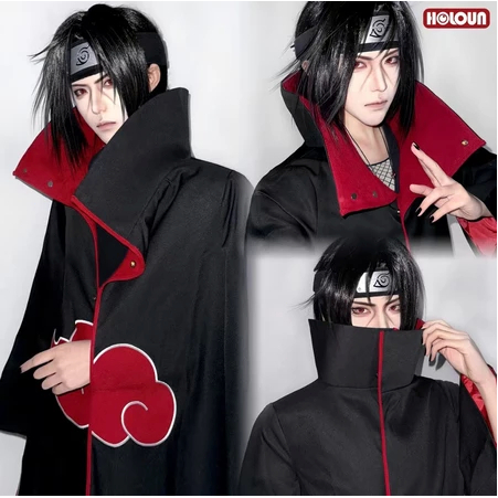 HOLOUN Naruto Cosplay ชุดคอสเพลย์ Akatsuki สไตล์ Itachi และ Nagato จาก Naruto