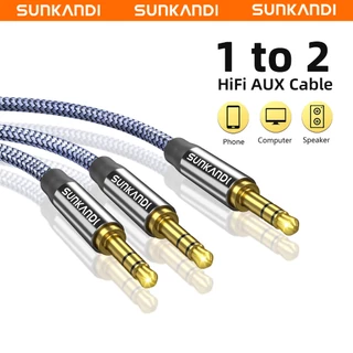 Sunkandi สายสัญญาณเสียง 3.5 มม. 3.5 มม. ตัวผู้เป็นสาย Y ตัวผู้ 3.5 มม. สําหรับหูฟังลําโพง