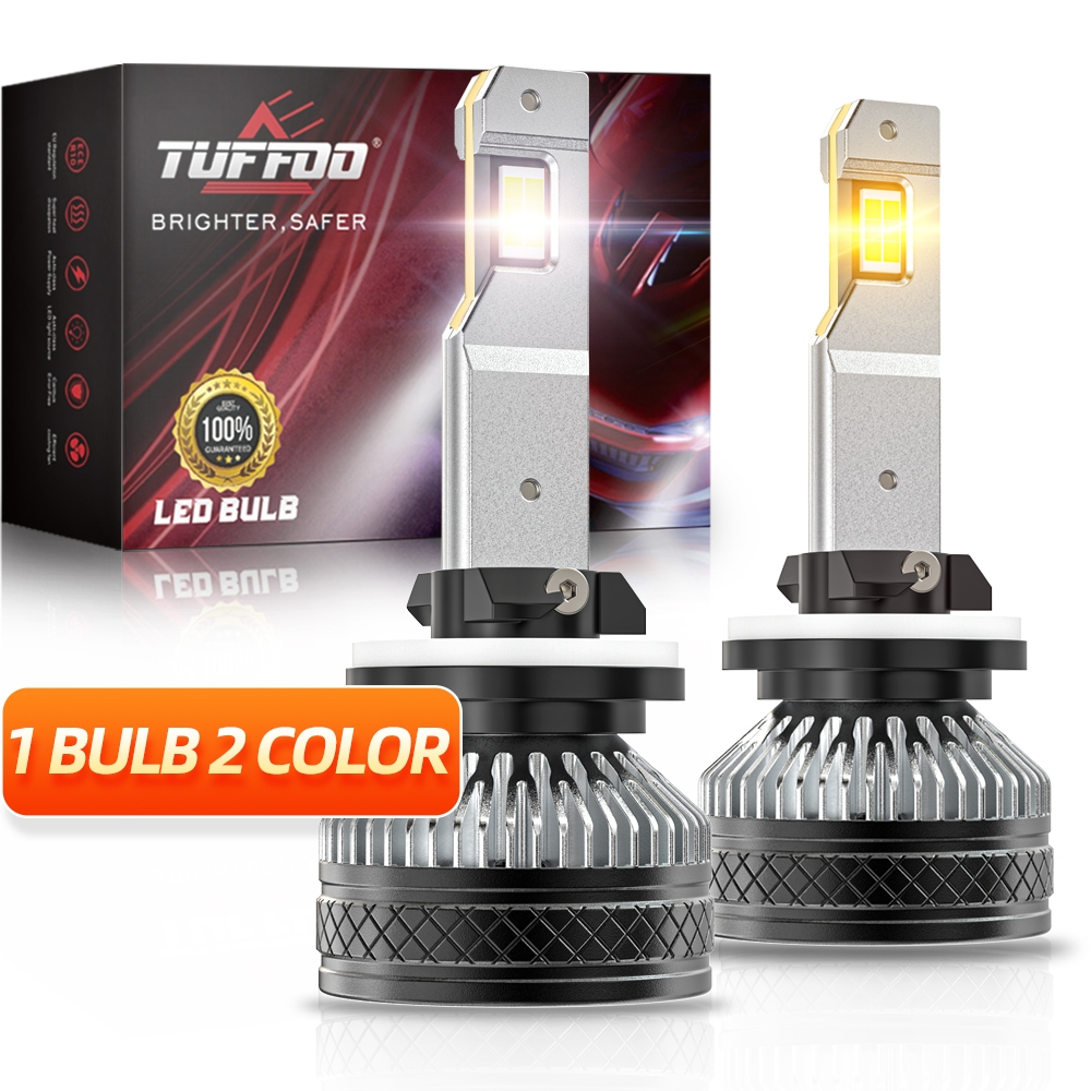TUFFOO 1 คู่ 2 สี 881/880/H27 รถ LED หมอกหลอดไฟ 100W 20000LM - 6000K สีขาว / 3000K Golden YellowM52