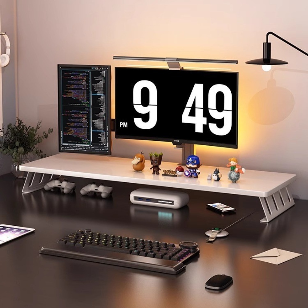 ALAIWARE ขาตั้งจอคอมพิวเตอร์ปรับความสูงได้60/70/80/100ซมชั้นเก็บขององค์กรตั้งโต๊ะพร้อมฐานเหล็กคาร์บอน/ฐานอะคริลิคทนทานรับน้ําหนักได้มาก