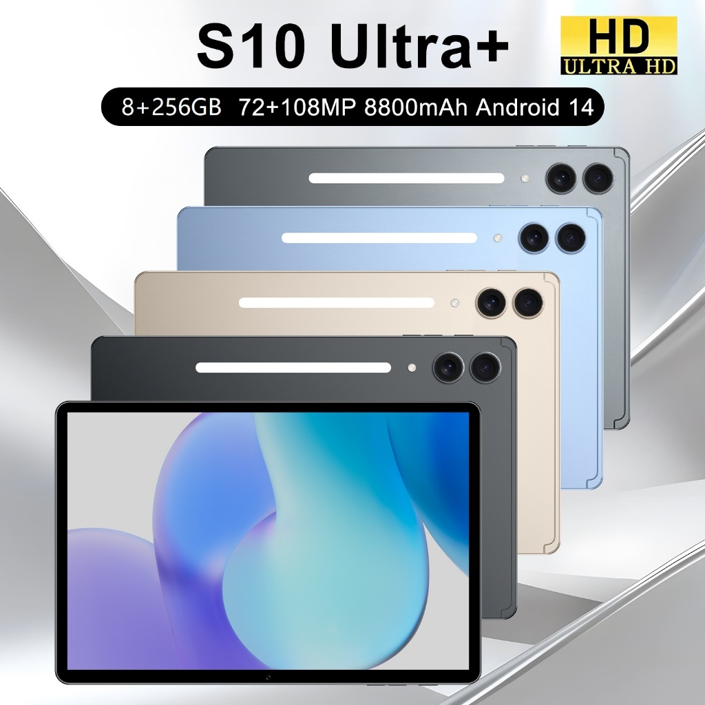 คุณภาพสูง S10 Ultra+ 4G/5G SmartTablet หน่วยความจําหน้าจอ 10.1 นิ้ว 8GB RAM + 256GB ROM แบตเตอรี่ 88