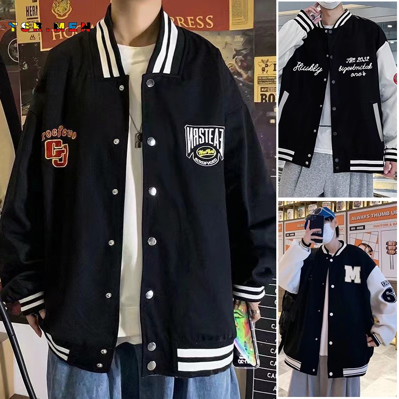 TSR.Men เสื้อเบสบอล เสื้อแจ็คเก็ต ฤดูใบไม้ร่วง บาง แขนยาว ลายพิมพ์ ลมกีฬา ชายและหญิงสามารถสวมใส่ สไตล์เกาหลี สไตล์สตรีท