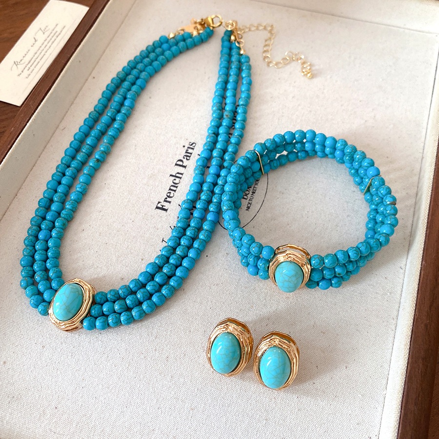 [จูวบิวตี้] สร้อยคอลูกปัดหลายชั้น สไตล์ย้อนยุคสำหรับผู้หญิงทันสมัย พร้อมประกายระยิบระยับหรูหรา