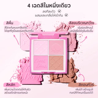 FelinWel บลัชออน 4สี เม็ดสีแน่นชัด วีแกน ไม่ทดลองในสัตว์ | Blush Palette 4 Shades High Pigment Cruelty-Free