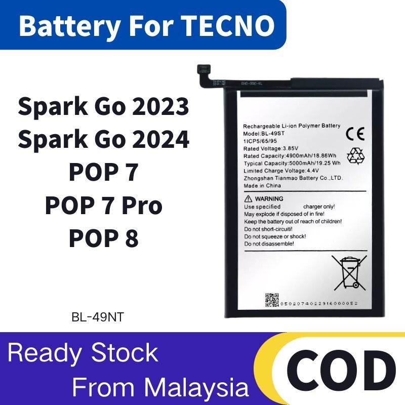 แบตเตอรี่ Battery for TECNO แบต Spark Go 2023 / Spark Go 2024 / POP 7 / POP 8 / POP 7 Pro BL-49NT