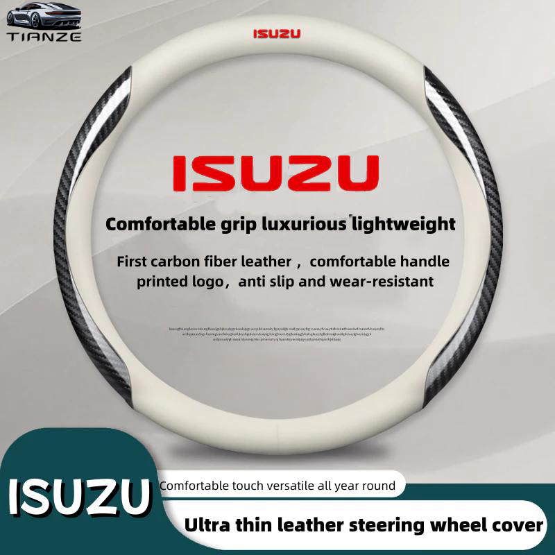 ISUZU หนังบางเฉียบสําหรับ ISUZU พวงมาลัยรถ 38 ซม.Breathable ดูดซับเหงื่อ Anti-Skid สําหรับ ISUZU D-MAX mu-X