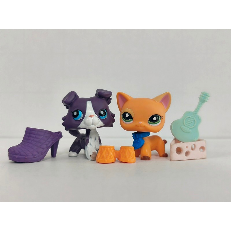 2 ชิ้น/ล็อต LPS รูปแมวสุนัข #1676#1643 W/Accessories ของเล่น Littlest Pet Shop