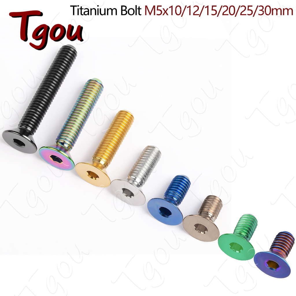 Tgou 1 ชิ้นไทเทเนียม Ti M5x10/12/15/20/25/30 มม. อัลเลนคีย์แบนหัวจมหัวสกรูสลักเกลียว