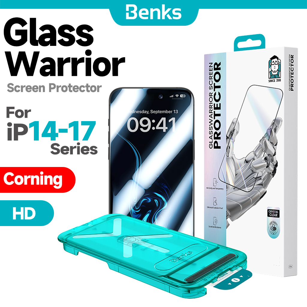 [Benks Official] Benks สําหรับ IPhone 17 Air 16 14 Pro Max Glasswarrior King Kong Corning HD ปกป้องหน้าจอกระจกนิรภัยป้องกันการระเบิดฟิล์มป้องกันการตก
