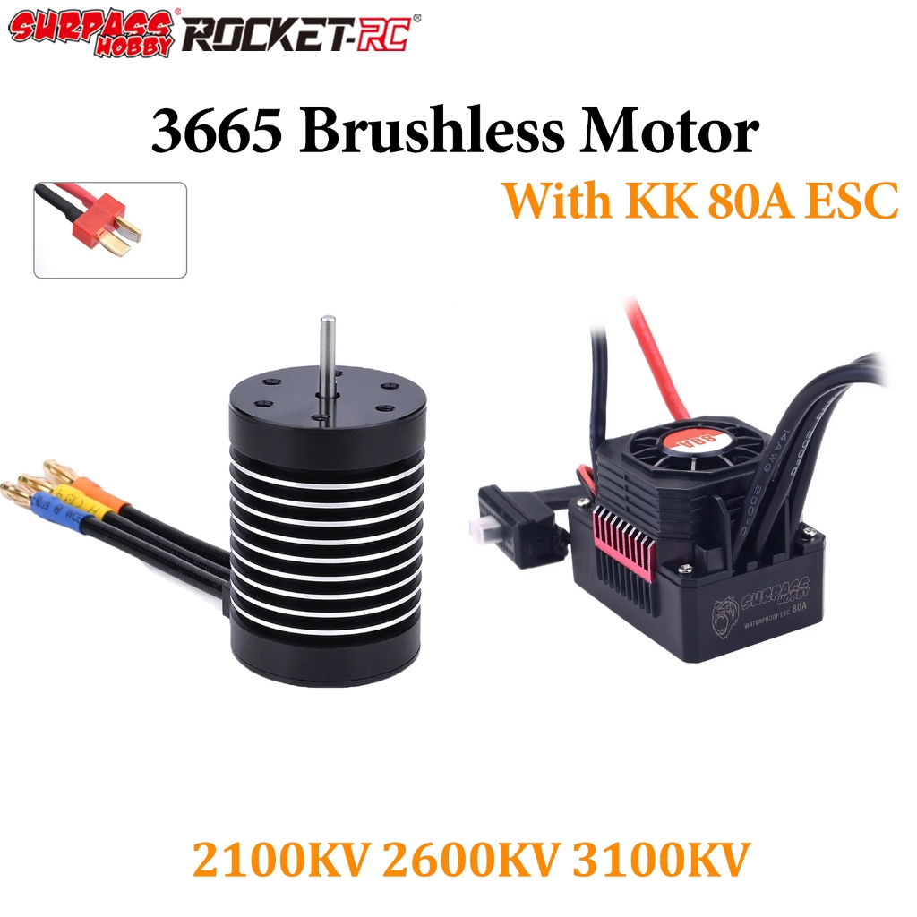 Surpass Hobby Rocket 3665 กันน้ํา Sensorless มอเตอร์ไร้แปรง 2100KV 2600KV 3100KV 5 มม.K 80A ESC T ปล