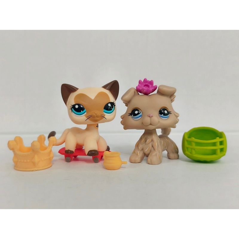 2 ชิ้น/ล็อต LPS รูปแมวสุนัข #3573#1194 W/Accessories ของเล่น Littlest Pet Shop