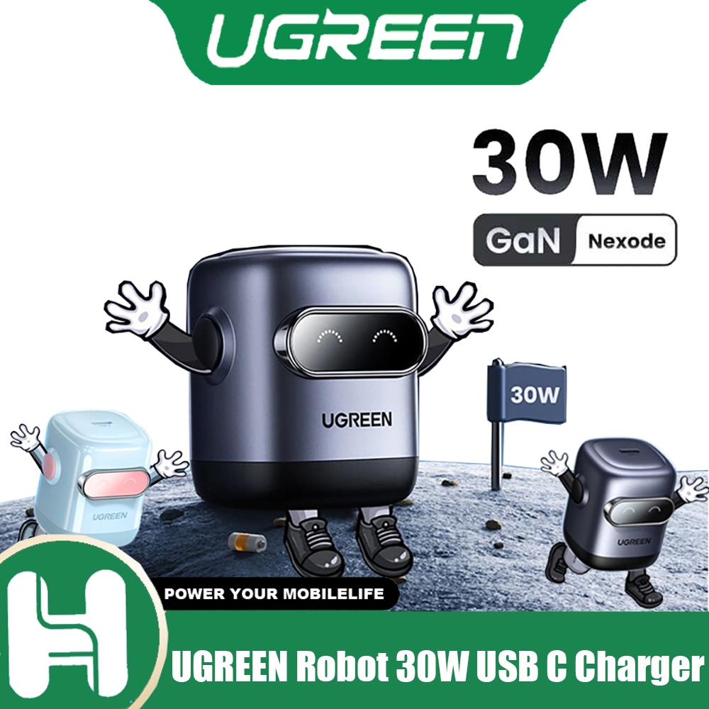 Ugreen Robot 30W USB C Charger GaN PD Fast Charger Block Compact Wall Charger Power Adapter