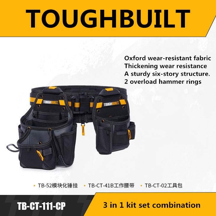 Toughbuilt TB-CT-111-CP 3 in 1 Toolkit Set Combination One ขนาดใหญ่ขนาดเล็กสองเอวกระเป๋า + เข็มขัด TB-C