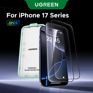 【for iPhone 17 Series】UGREEN แผ่นฟิล์มกระจกปกป้องหน้าจอ 2 ชิ้น ขอบสีดำ ทนทาน แข็งแกร่ง HD Films ป้องกันลายนิ้วมือ มีอุปกรณ์ช่วยติดตั้งภายในกล่อง สําหรับ iPhone 17 Series iPhone 17 Pro Max iPhone 17 Air