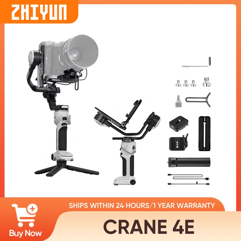 ZHIYUN CRANE 4E ใหม่มาตรฐานมือถือ 3 แกนกล้อง Gimbal Stabilizer 6 กก.โหลดแบริ่งในตัว 10W เติมแสง PD F