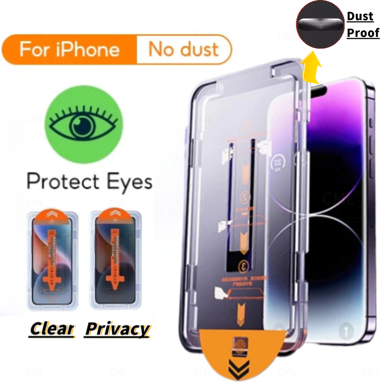 9H HD เสริมสร้างฟิล์มนิรภัยฝุ่นฟรีสําหรับiPhone 17 Air Promax 16 16e 15 14 13 12 11 X XR XSMAX Pro Plus HD Anti-Blue Lightสีดําขอบกระจกนิรภัยความเป็นส่วนตัวสติกเกอร์กระจกป้องกันความเป็นส่วนตัวFull หน้าจอครอบคลุมฟิล์มป้องกันหน้าจอโทรศัพท์มือถือปกป้องวิสัยท