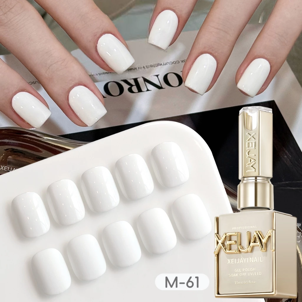 XEIJYAI 15 มล.ยาทาเล็บเจลสีขาวบริสุทธิ์คลาสสิกแฟชั่นใหม่สำหรับร้านทำเล็บ