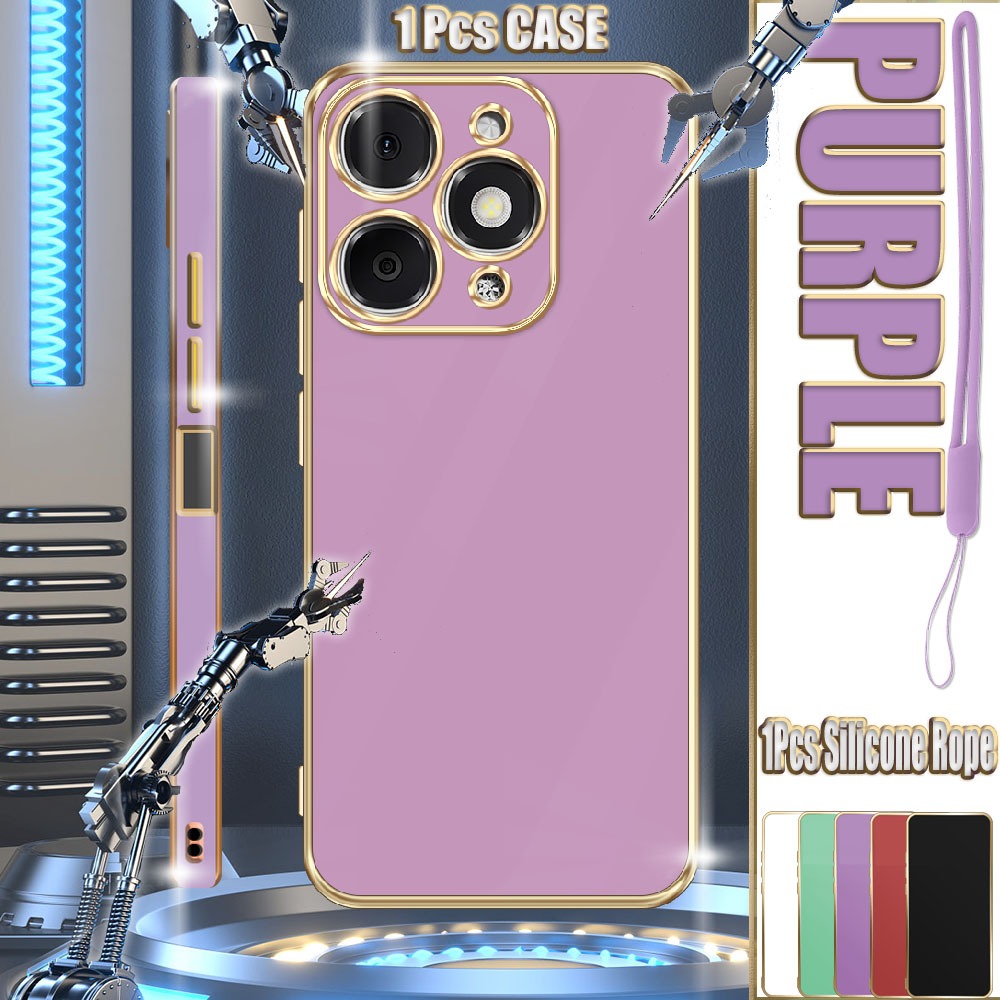 สําหรับ Itel A90 A6610L Electroplated Case พร้อมเชือกซิลิโคน