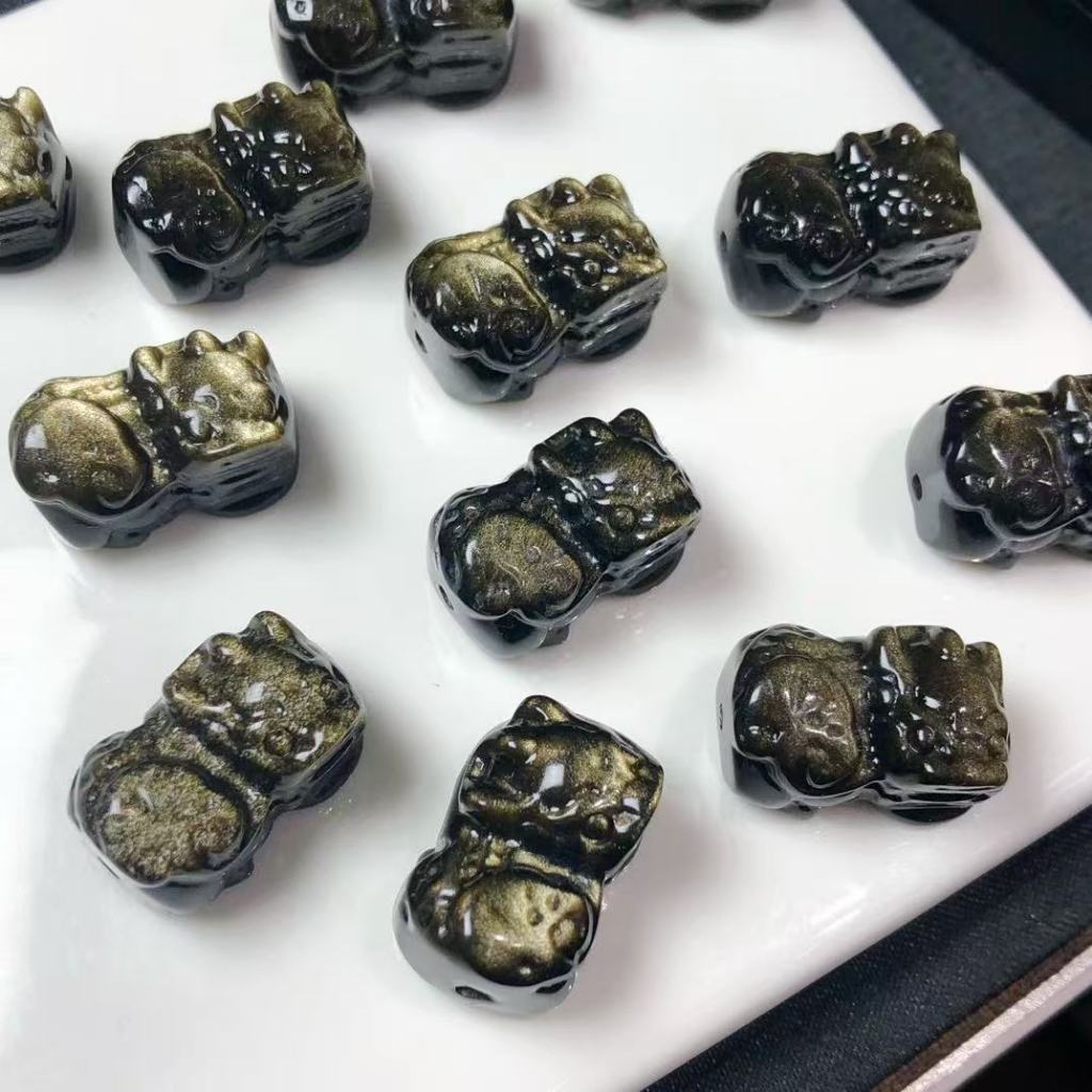 ธรรมชาติ Obsidian Kirin ประมาณ 20 มม.หัวและหาง Through Hole แกะสลักชิ้นเครื่องประดับน่ารัก Hand-Made เครื่องประดับ diy อุปกรณ์เสริม Simple All-Match ของขวัญ