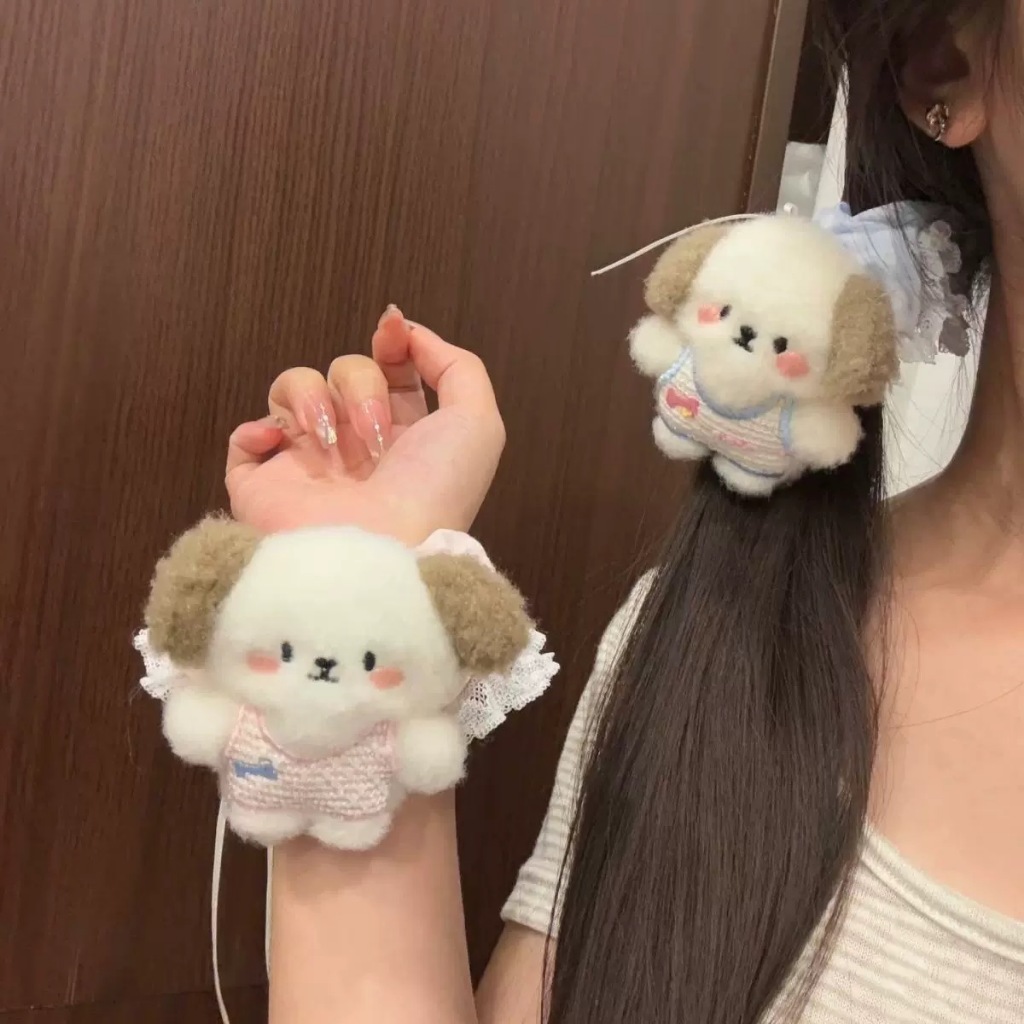 น่ารักสไตล์ กair เชือกการ์ตูนลูกสุนัขรูปร่างลูกไม้โบว์ผมแหวนสาวหวานอารมณ์ผมหางม้ายืดหยุ่นสูง ยางรัดผม ผ้ายางรัดแฟชั่นอุปกรณ์ผม ราคา ถูกที่สุด ดีลบีเคเค แกลเลอรีภาพที่ 3