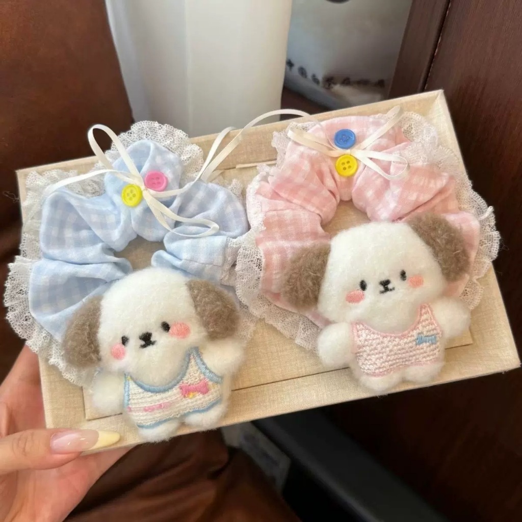 น่ารักสไตล์ กair เชือกการ์ตูนลูกสุนัขรูปร่างลูกไม้โบว์ผมแหวนสาวหวานอารมณ์ผมหางม้ายืดหยุ่นสูง ยางรัดผม ผ้ายางรัดแฟชั่นอุปกรณ์ผม ราคา ถูกที่สุด ดีลบีเคเค รูปภาพหลัก