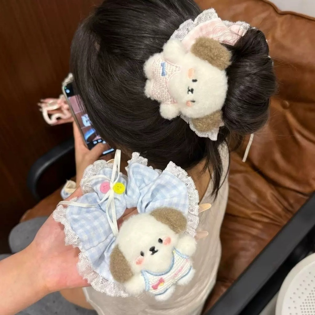 น่ารักสไตล์ กair เชือกการ์ตูนลูกสุนัขรูปร่างลูกไม้โบว์ผมแหวนสาวหวานอารมณ์ผมหางม้ายืดหยุ่นสูง ยางรัดผม ผ้ายางรัดแฟชั่นอุปกรณ์ผม ราคา ถูกที่สุด ดีลบีเคเค แกลเลอรีภาพที่ 2