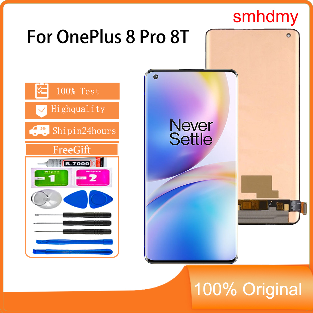 Smhdmy AMOLED สําหรับ OnePlus 8 Pro 8T จอแสดงผล LCD หน้าจอสัมผัสเปลี่ยน