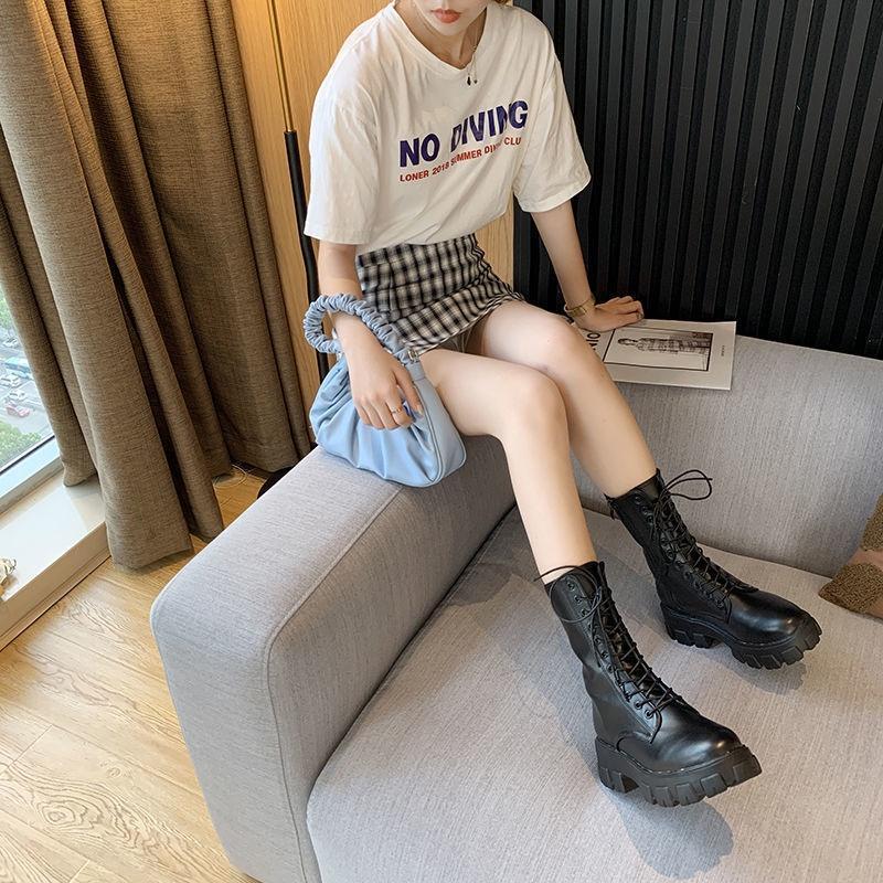 ⚡จัดส่ง 24 ชั่วโมง😘รองเท้าบูทผู้หญิง ซิปด้านข้าง รองเท้าแฟชั่นผู้หญิง รองเท้าบูทมาร์ติน รองเท้าบูทส้นตึก 2นิ้ว - รูปที่ 3