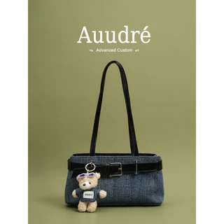 Auure Premium Texture Contrast Color One-Shoulder Underarm Baguette Bag