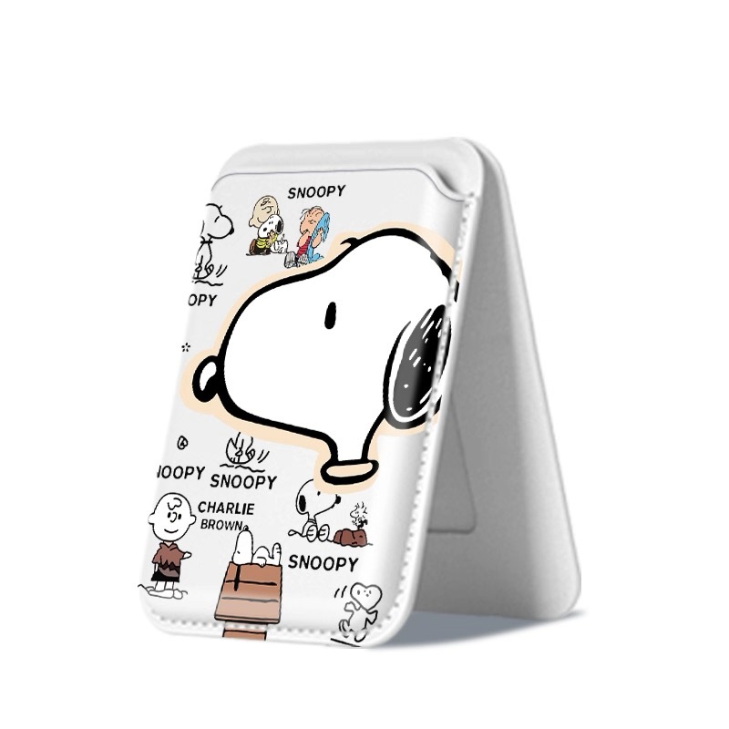 หัวใหญ่ Snoopy รูปแบบคู่หนังโทรศัพท์ผู้ถือบัตรสําหรับ iPhone 17 17 Pro Max 17 Air 16 16 Pro Max 15 14 13 12 11 Pro Max Plus ผู้ถือบัตรแนวตั้ง