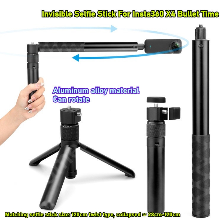 EVOLVE ไม้เซลฟี่ที่มองไม่เห็นสําหรับ Insta360 X4 Bullet Time ขาตั้งกล้องมือถือสําหรับ Insta360 X5 X4