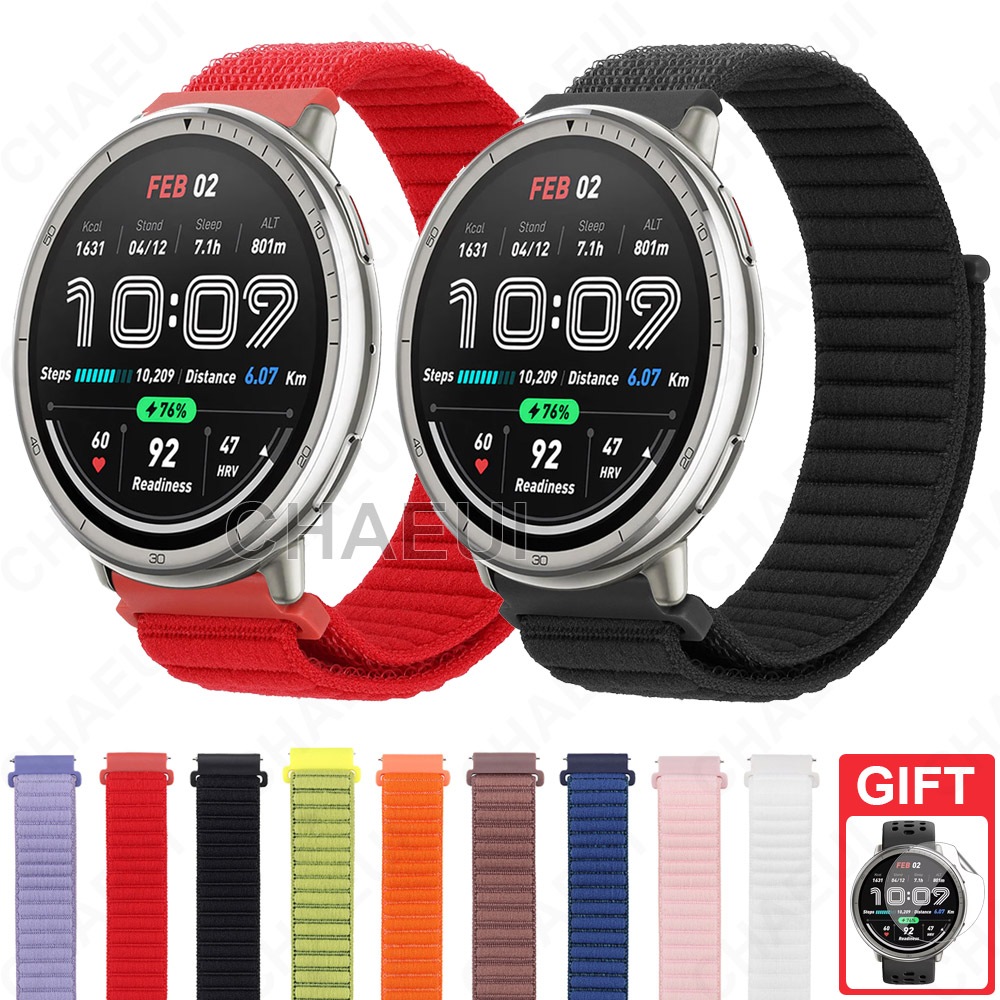 สร้อยข้อมือไนลอนทอถักสายนาฬิกาอุปกรณ์เสริมสําหรับ Amazfit Active 2 / Active Max / Active 3 Premium