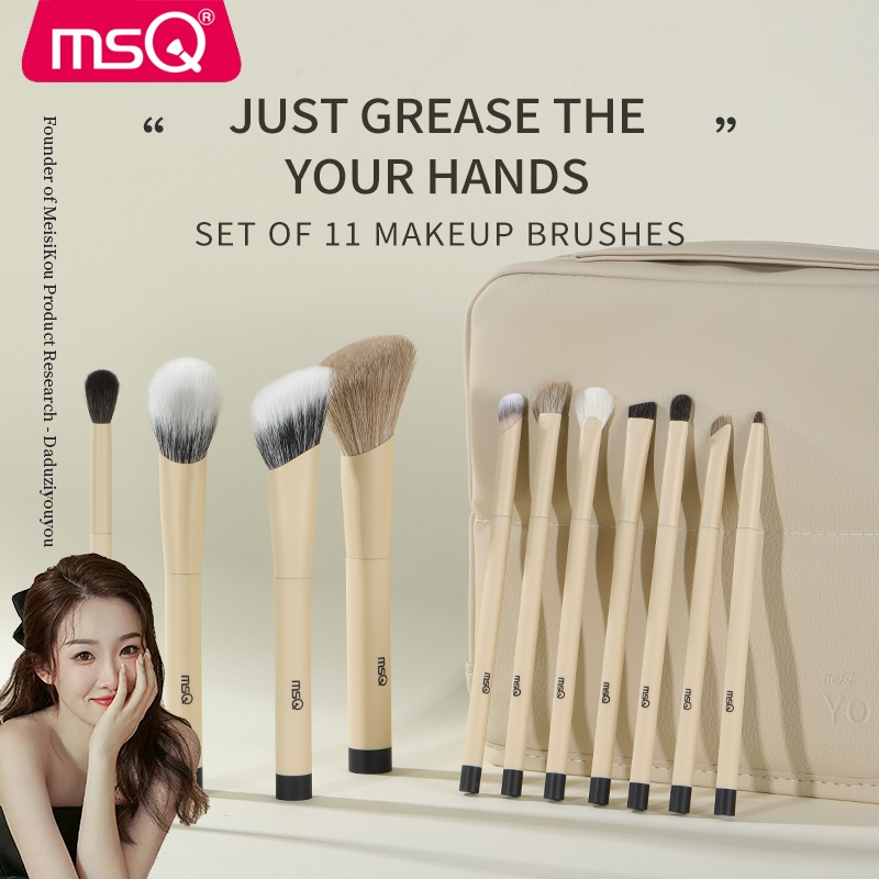 แปรงแต่งหน้า MSQ ชุดแปรงแต่งหน้ามืออาชีพ 11 ชิ้น ขนสัตว์ที่นุ่มเป็นพิเศษและคุณภาพสูงเหมาะสําหรับผิวใดๆ