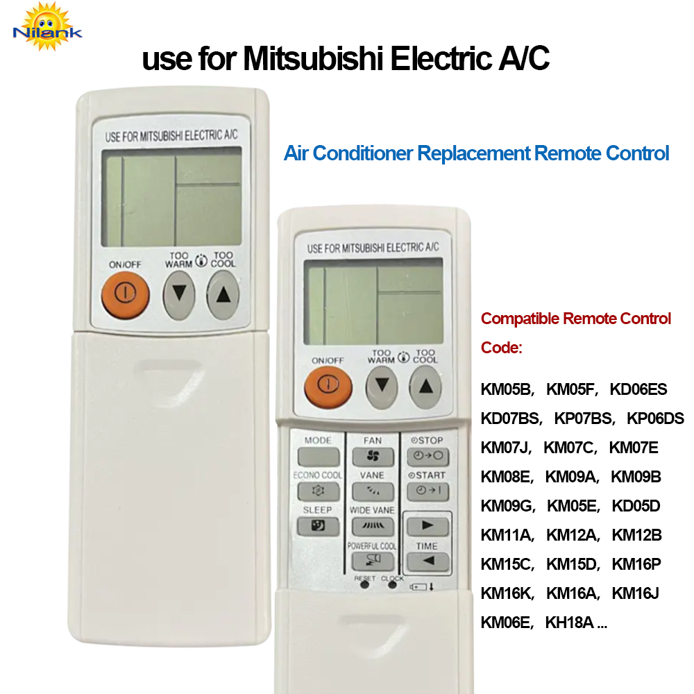 NiLANK รีโมทแอร์ Mitsubishi ใช้แทนรุ่นเดิม (หรือ รุ่นอื่นๆ) KM05B KM05F KD06ES KD07BS KP07BS KP06DS 