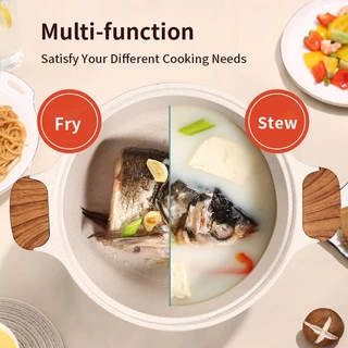JEETEE หม้อเคลือบหินอ่อน ก้นลึก20/24/28ซม ปลอดสารพิษ ไม่ติดก้นหม้อก้นกระทะ ใช้ได้กับเตาทุกประเภท
