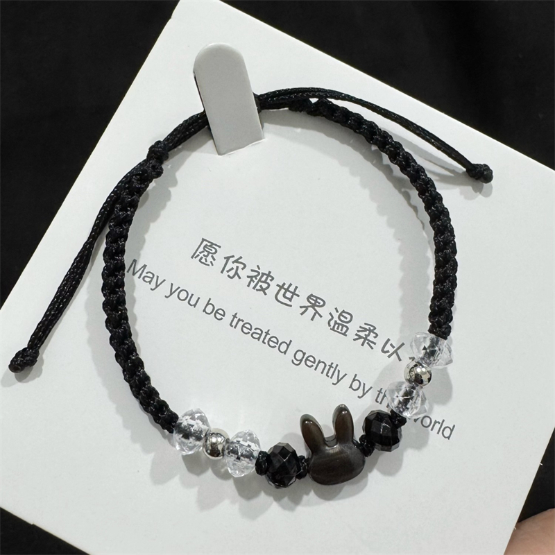 สร้อยข้อมือผู้หญิงแบบถักคริสตัลและลูกปัด ปรับขนาดได้ เป็นของขวัญวันหยุดที่สวยงาม
