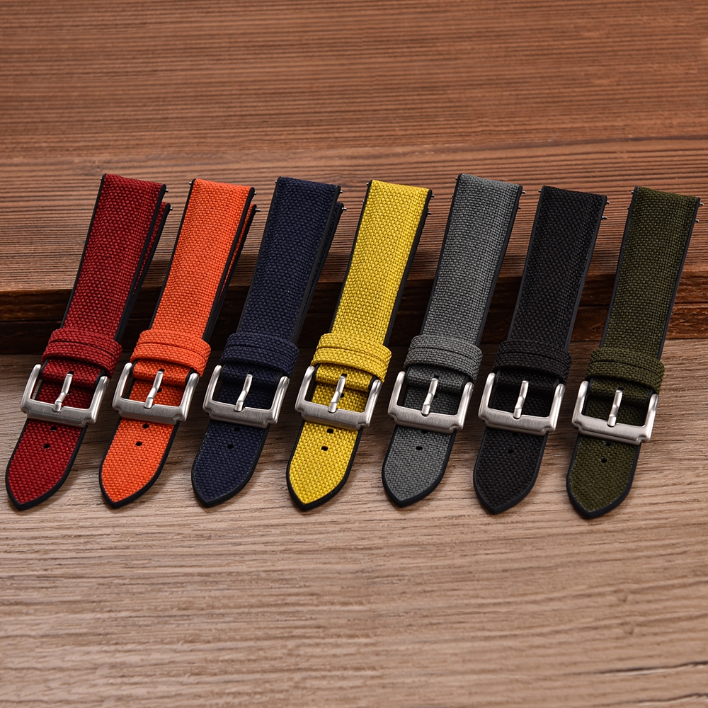 JUELONG ออกแบบใหม่ Sailcloth สายยาง Quick Release สายนาฬิกากันน้ํา 18 19 20 21 22 ผ้าใบสายรัดข้อมือไนลอน