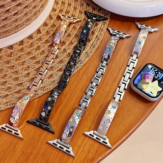 สร้อยข้อมือ Star Diamond สําหรับสายนาฬิกา A-pple Series11 10 9 87654321,se, se2,se3, Ultra ฝังอัญมณี iWatch Strap ขนาด 49mm 46mm 41mm 45mm 46mm 38mm 40mm 42mm 44mm i Watch Strap
