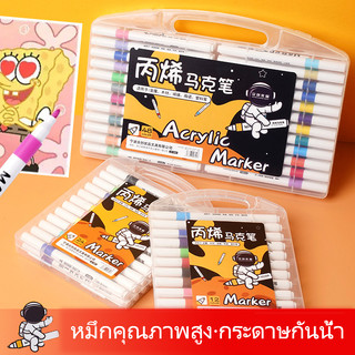 24/36/48/60/80สีอะคริลิคเครื่องหมายแปรง-เคล็ดลับชุดเครื่องหมายอะคริลิฮาร์ดหัว