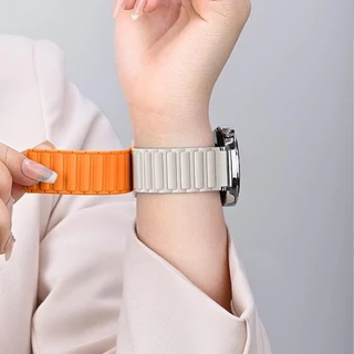 สร้อยข้อมือซิลิโคนสายรัดแม่เหล็กอุปกรณ์เสริมวงสีคู่สําหรับ Garmin Venu 4 45mm 41mm / Venu 3 / 3s / Venu 2 / 2s / 2 Plus