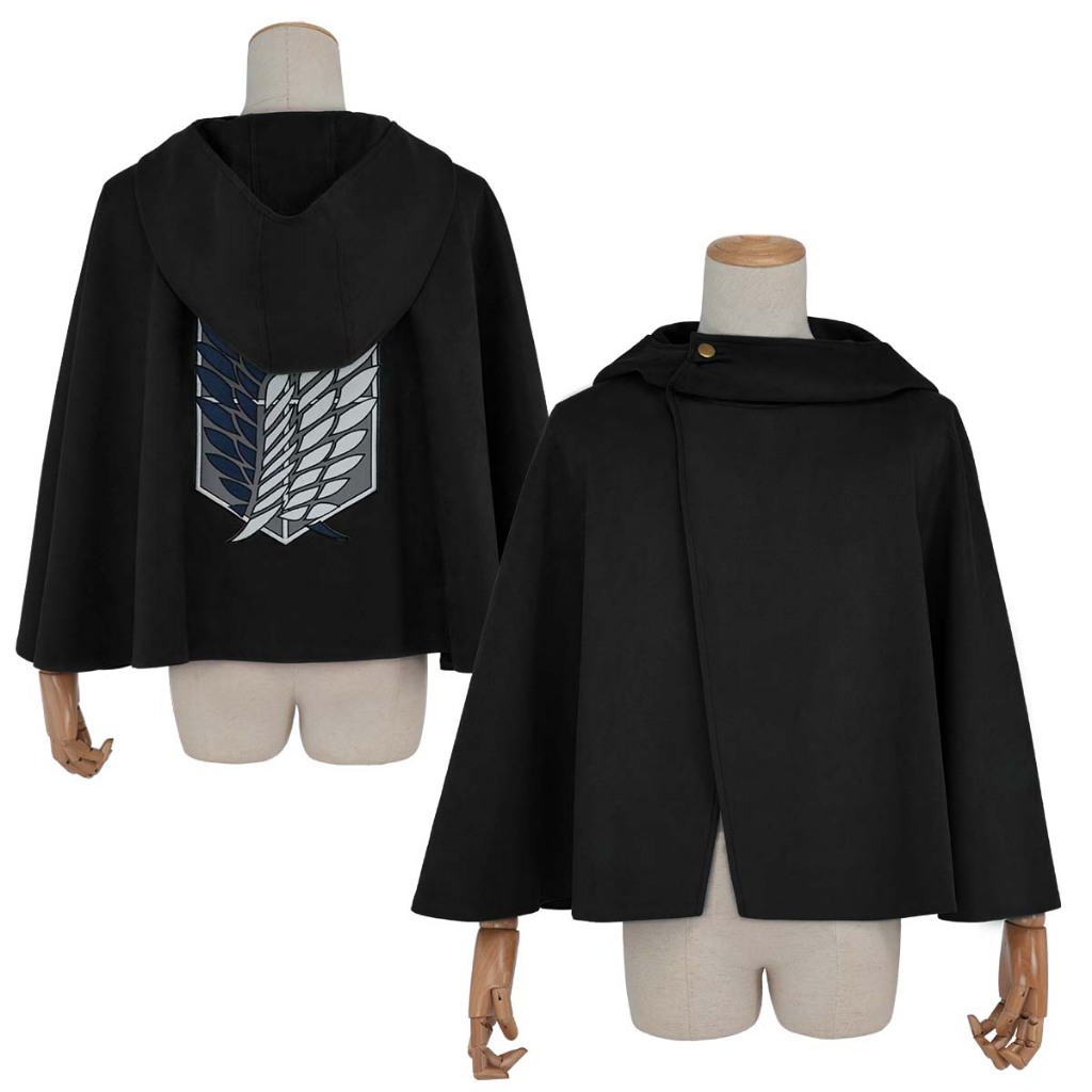 Holoun AOT Cosplay Cloak คอสเพลย์ Shingeki No Kyojin เครื่องแต่งกายเสื้อคลุมสีดำ