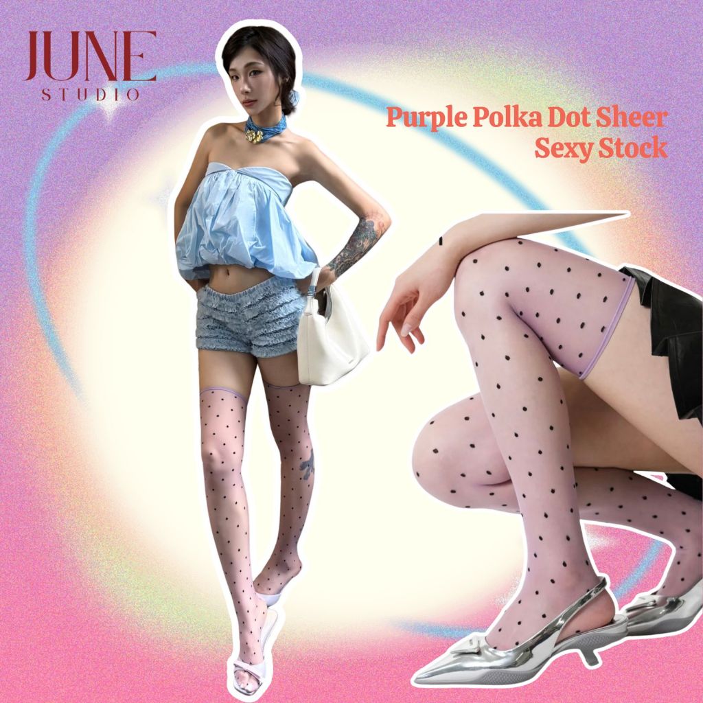 [June Studio] กางเกงน่องถุงทึบลายจุด สไตล์บางเบา ป้องกันการยุ่งเหยิง ใส่ได้ทุกวัน