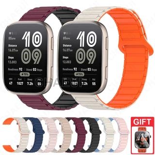 สร้อยข้อมือซิลิโคนสายรัดแม่เหล็กคู่สีอุปกรณ์เสริมสําหรับ Amazfit Bip Max 6 5 Unity 3 U Pro S / GTS 4 Mini GTS 3 2