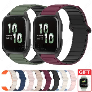 สร้อยข้อมือซิลิโคนสายรัดแม่เหล็กคู่สีอุปกรณ์เสริมสําหรับ Garmin Venu Sq / Sq 2 Music