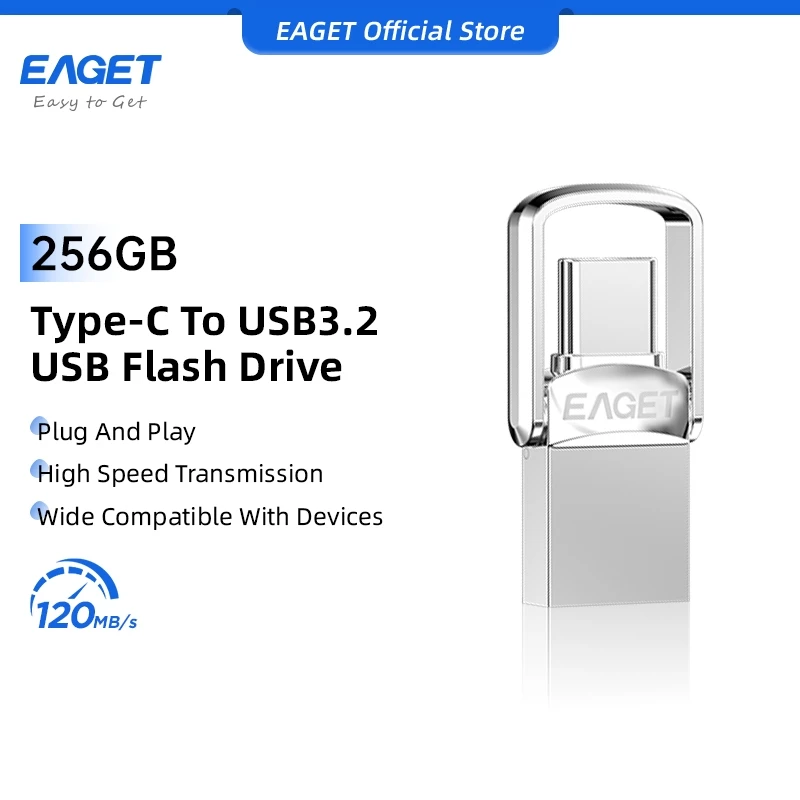 EAGET CU20 Mini Portable Type-C USB3.2 แฟลชไดรฟ์ (32GB/64GB/128GB/256GB)
