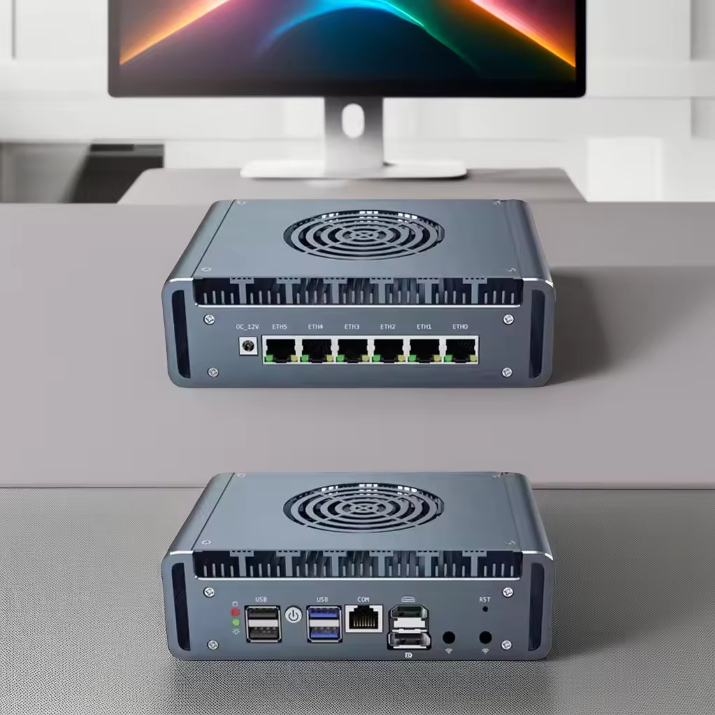 12th Gen Intel Firewall Mini PC Alder Lake พัดลม OpnSense pfSense Router Firewall 6LAN 2.5G HD DP RJ